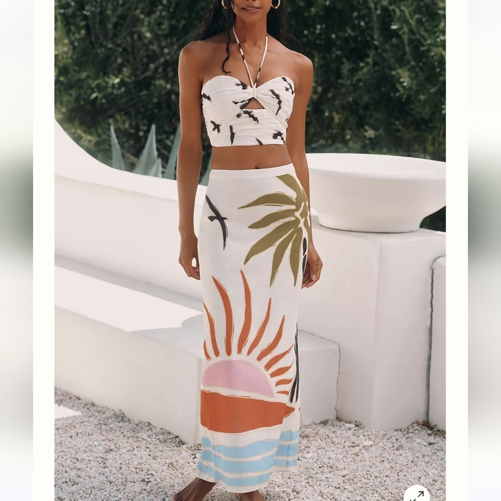 NEW Cala de la Cruz x Anthropologie Magda Midi Skirt - Picture 2 of 6